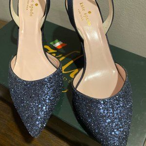 Kate Spade Navy Sparkle Slingback 2.5" heel